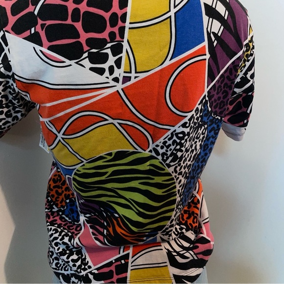 Adidas Tee Short Sleeve Crew Neck Cotton Orange Green Pattern Womens Small - Picture 4 of 8